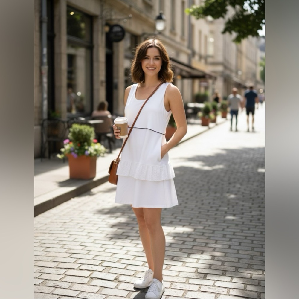 Puma White Tennis dress  with Black Trim